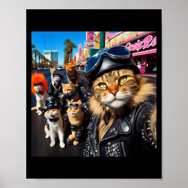 Poster Funny Biker Cats Gangster Cats Street Motorcycle C (Frente)