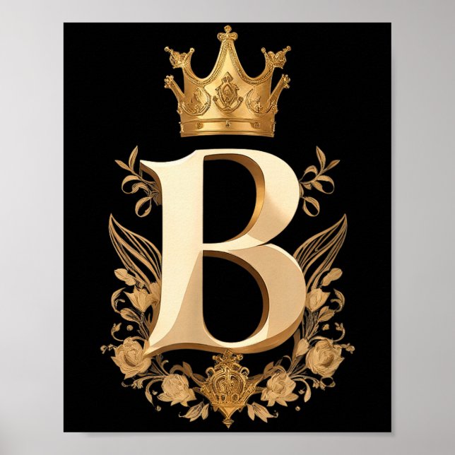 Poster Funny Birthday Queen B - Letter B And Crown (bee)  (Frente)