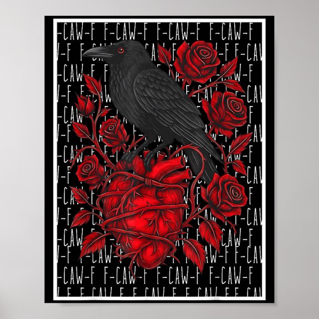 Poster Funny Black Bird F-caw-f Anti Valentines Day Singl (Frente)