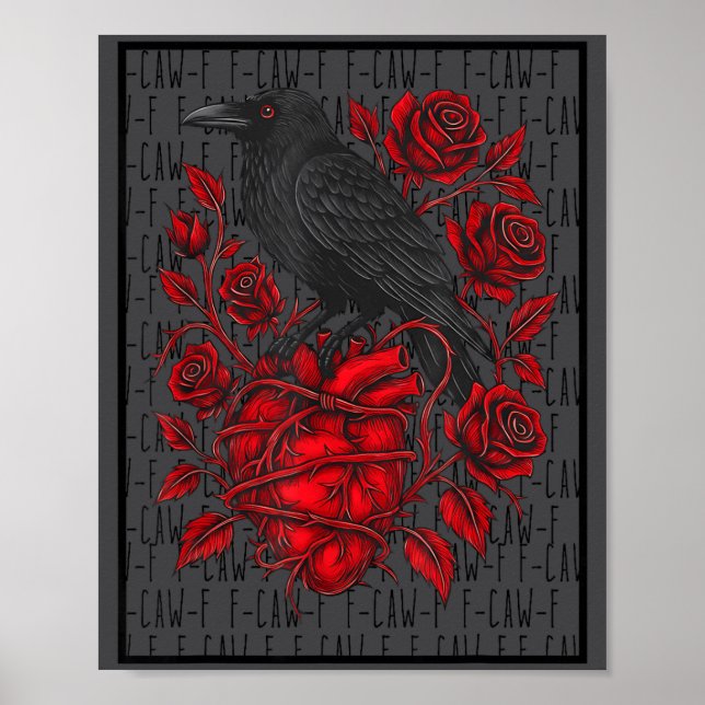 Poster Funny Black Bird F-caw-f Anti Valentines Day Singl (Frente)