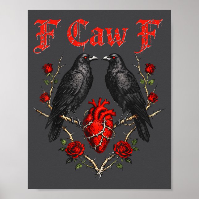 Poster Funny Black Bird F-caw-f Anti Valentines Day Singl (Frente)
