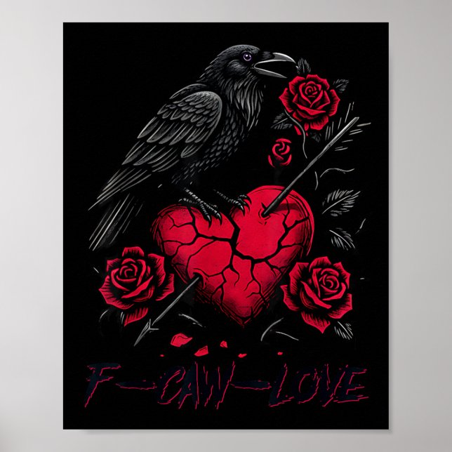 Poster Funny Black Bird F-caw-f Anti Valentines Day Singl (Frente)