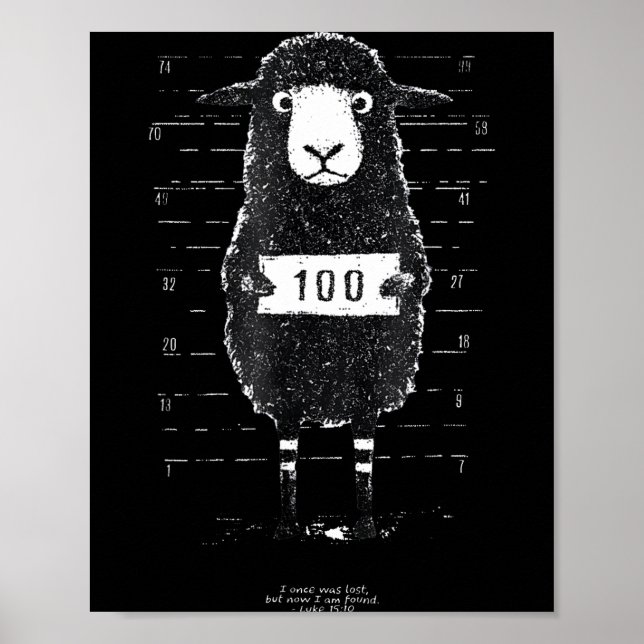 Poster Funny Black Sheep Mugshot Lost But Found Humor Fun (Frente)