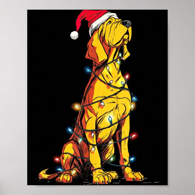 Poster Funny Bloodhound Christmas Graphics Dog Lights Lov (Frente)