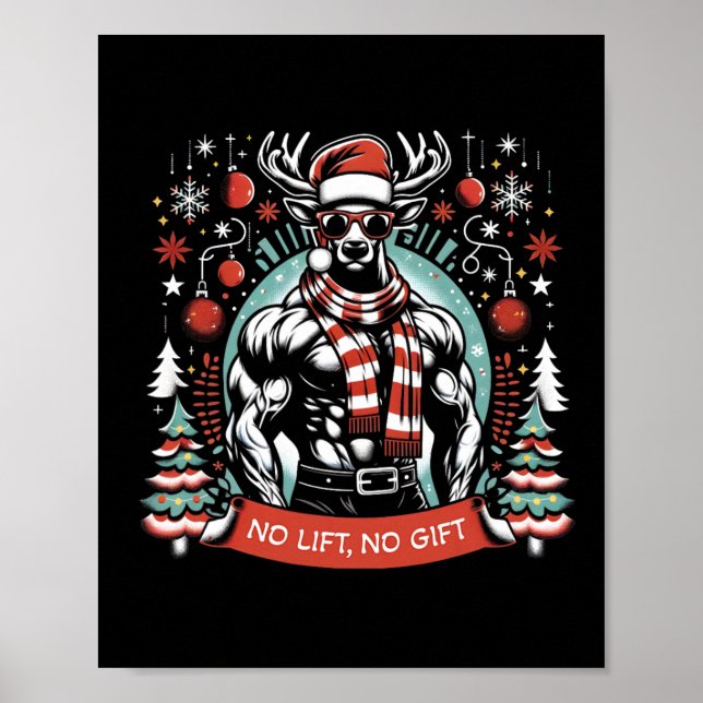 Poster Funny Bodybuilding Para A Festa De Natal Do Bacalh (Frente)