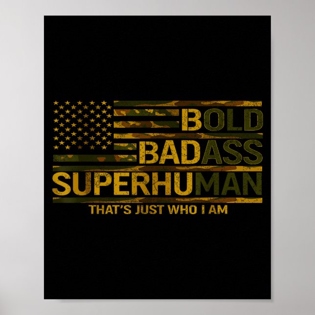 Poster Funny Bold Bad Superhuman Fathers Day Gag Gift Gra (Frente)