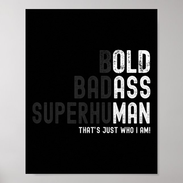 Poster Funny Bold Mau Super Humano Pai Vovô Fath (Frente)