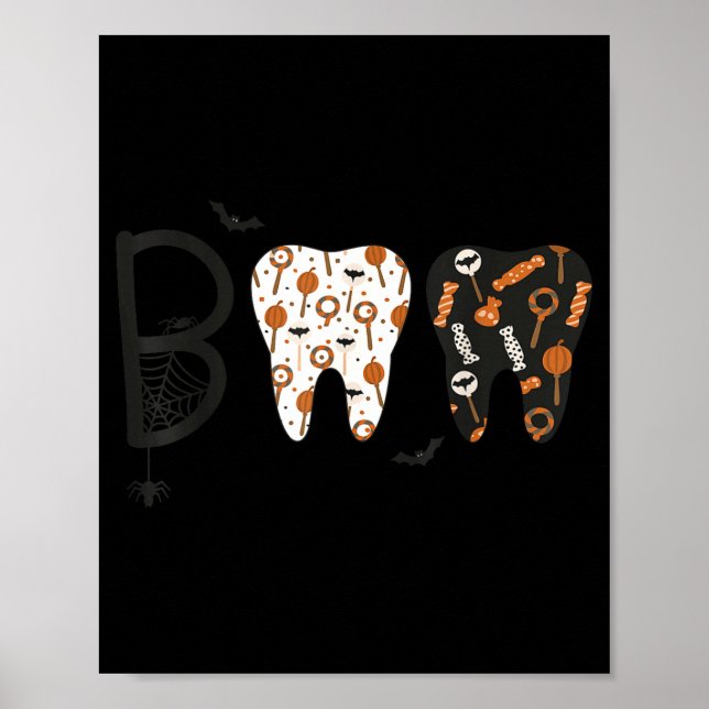 Poster Funny Boo Halloween Candy Dentist Teeth Men Women  (Frente)