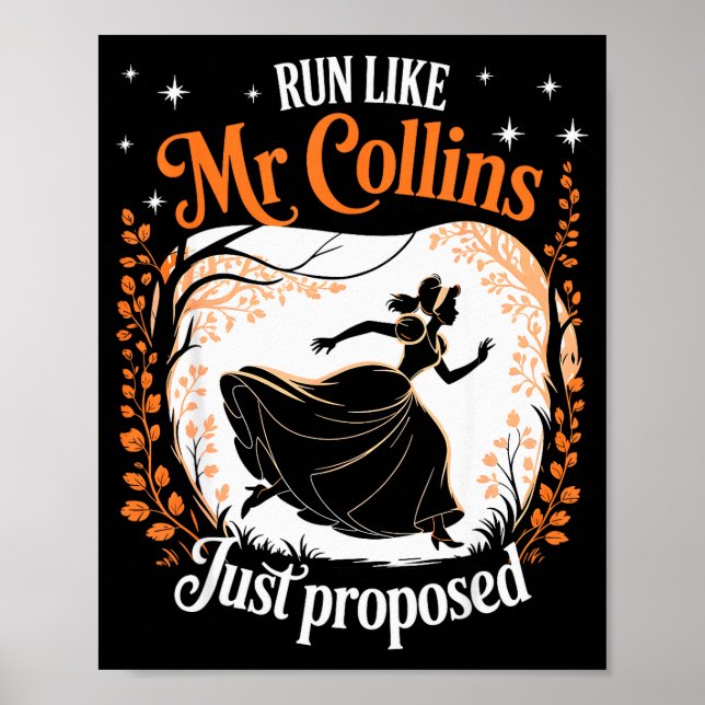 Poster Funny Book Meme Run Like Mr Collins Just Proposed  (Frente)