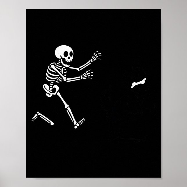 Poster Funny Border Collie Running Skeleton Halloween  (Frente)