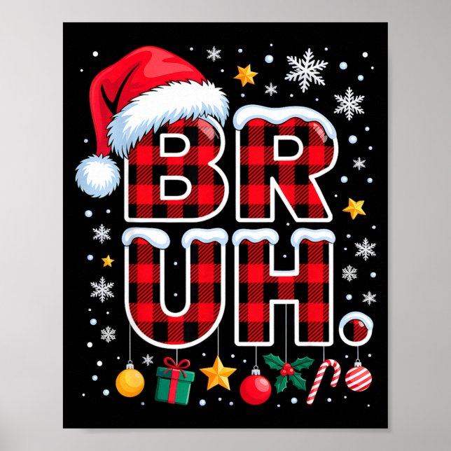Poster Funny Bruh Christmas Plaid  (Frente)