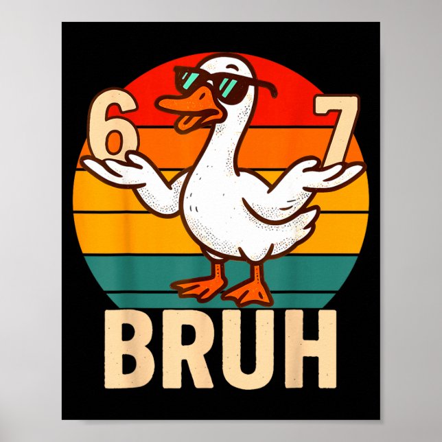 Poster Funny Bruh Retro Duck 6 7 Meme Kids Teen Boys  (Frente)