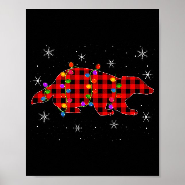 Poster Funny Buffalo Plaid Family Matching Badger Christm (Frente)