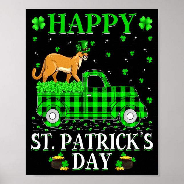 Poster Funny Buffalo Plaid Green Truck Cougar St Patrick  (Frente)