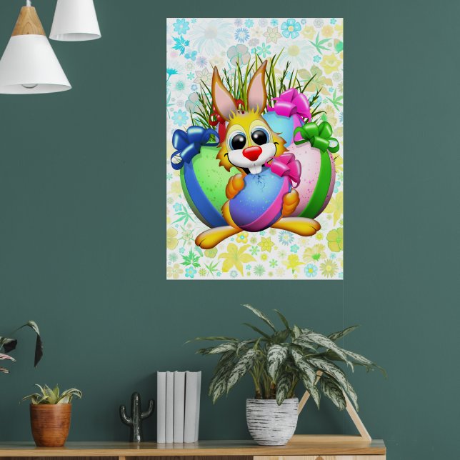 Poster Funny Bunny biting an Easter Egg (Sala de Estar 1)
