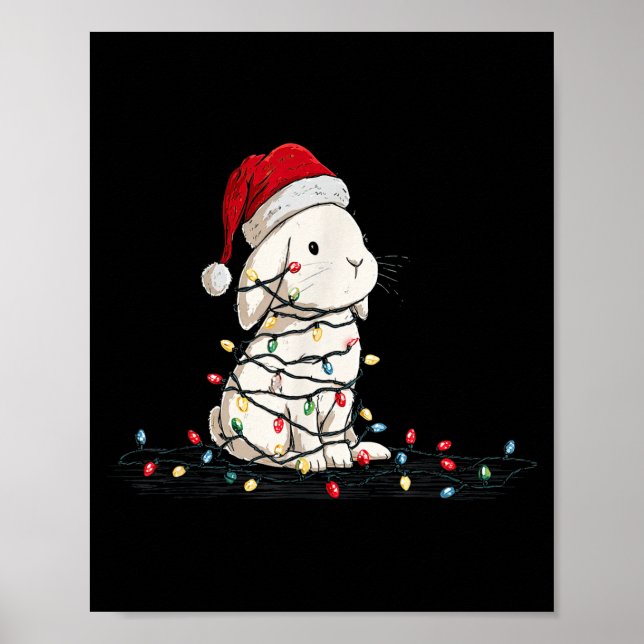 Poster Funny Bunny Christmas Graphics Animal Lights Lover (Frente)
