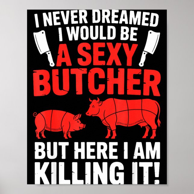 Poster Funny Butcher Design For Men Women Butchery Meat B (Frente)