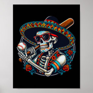 Poster Funny Bysebyll Skeleton mexicano Sombrero Legal Ci