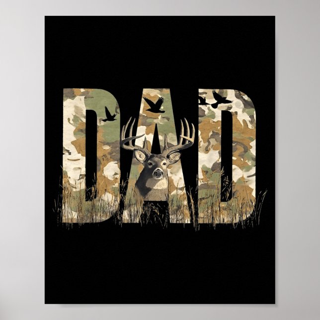 Poster Funny Camo Dad Hunting Camouflage Deer Father's Da (Frente)