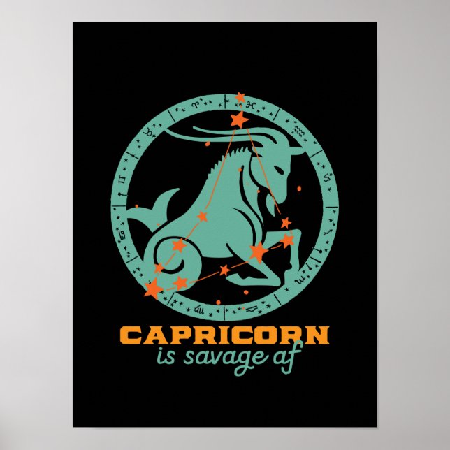 Poster Funny Capricorn Zodiac Star Astrologia Aniversário (Frente)