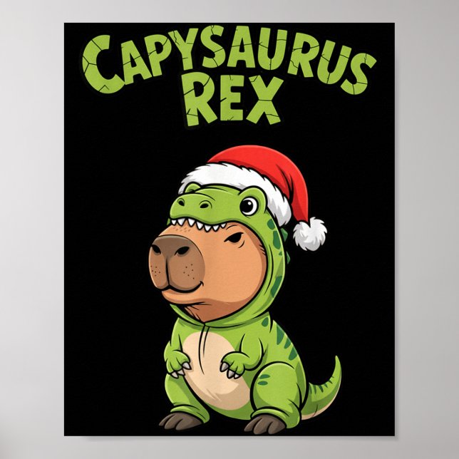 Poster Funny Capybara T-rex Costume Christmas Kids Boys  (Frente)
