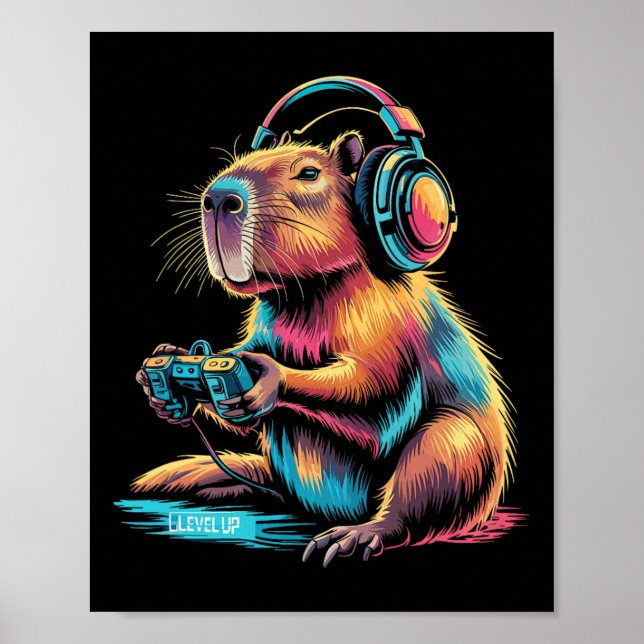 Poster Funny Capyra Video Gamer Capyra  (Frente)