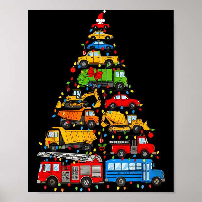 Poster Funny Car Christmas Tree Xmas Light Boys Kids Todd (Frente)