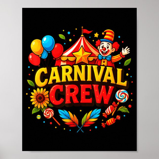 Poster Funny Carnival Crew Circus Party Staff Costume Pri (Frente)