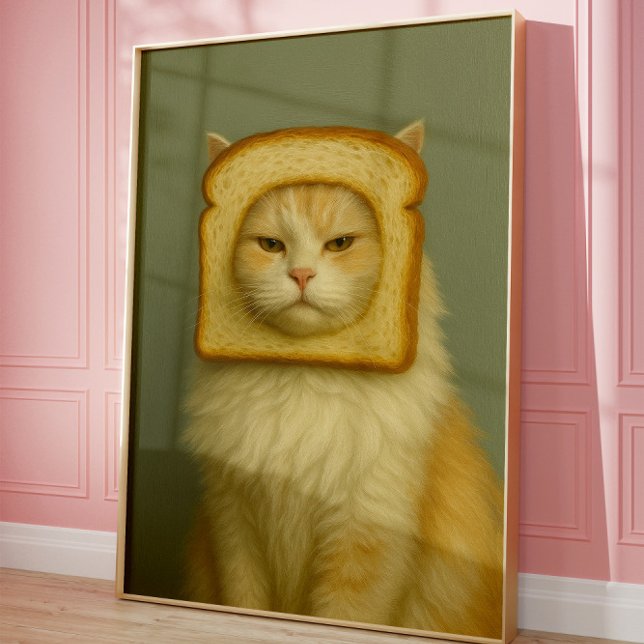 Poster Funny Cat Bread Surreal Aesthetic Wall Art Print (Criador carregado)