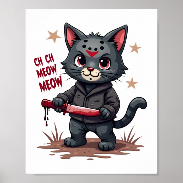 Poster Funny Cat Horror Movies Cute Halloween for Cat Kit (Frente)