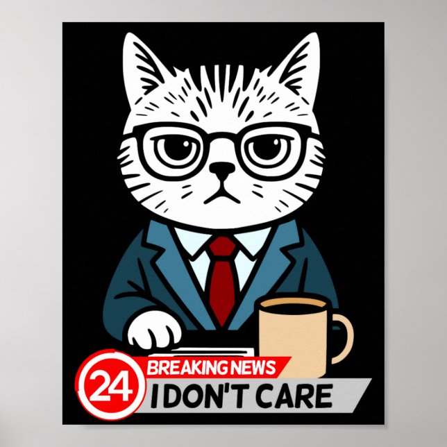 Poster Funny Cat Meme Sarcastic Humor I Dont Care Cat  (Frente)