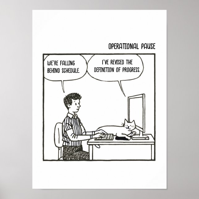 Poster Funny Cat Office Work Humor Corporate Cartoon (Frente)