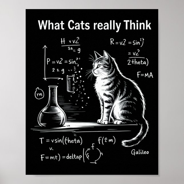 Poster Funny Cat Physics Humor Design What Cats Really Th (Frente)