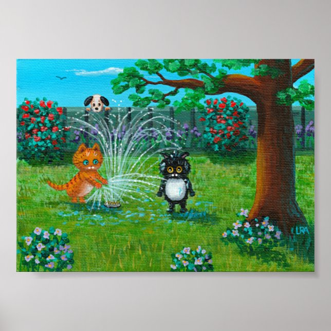 Poster Funny Cats and Dog Sprinkler (Frente)