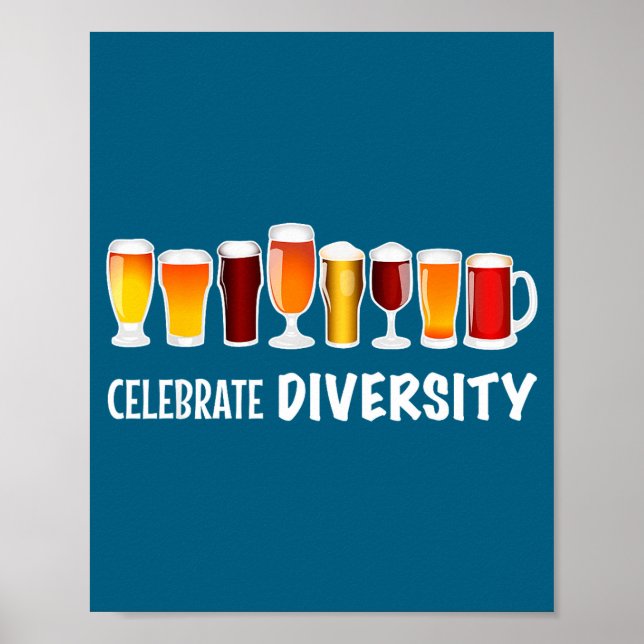 Poster Funny Celebrate Diversity Beer Clothing For Him An (Frente)