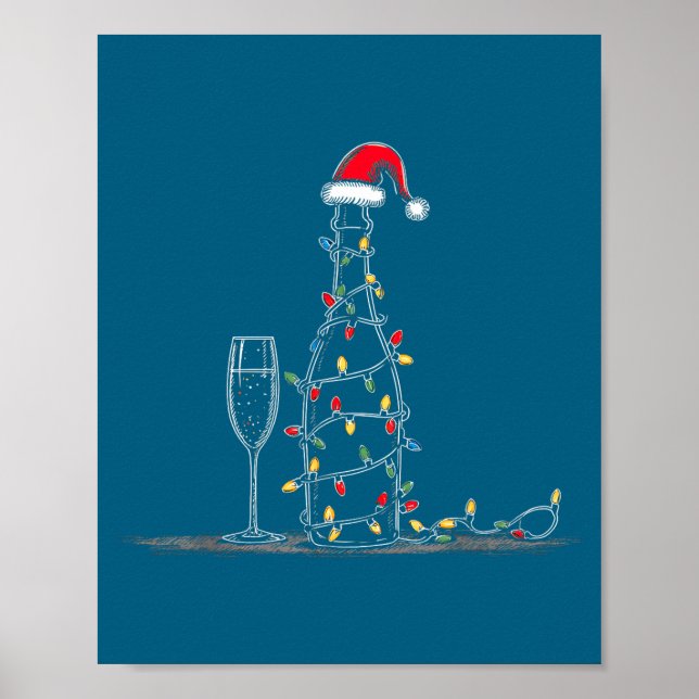 Poster Funny Champagne Christmas Graphics Lights Lover Dr (Frente)