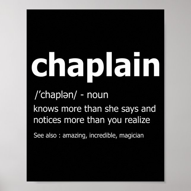 Poster Funny Chaplain Definition New Job Gift For Chaplai (Frente)