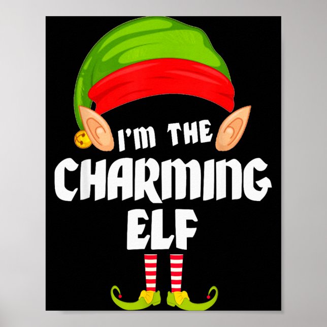 Poster Funny Charming Elf Matching Family Group Pj Christ (Frente)