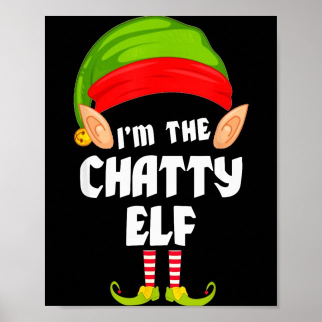 Poster Funny Chatty Elf Matching Family Group Pj Christma (Frente)