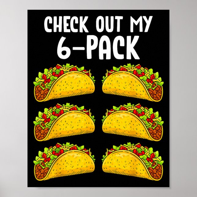 Poster Funny Check Out My 6 Pack Taco Gym Fitness Mexican (Frente)