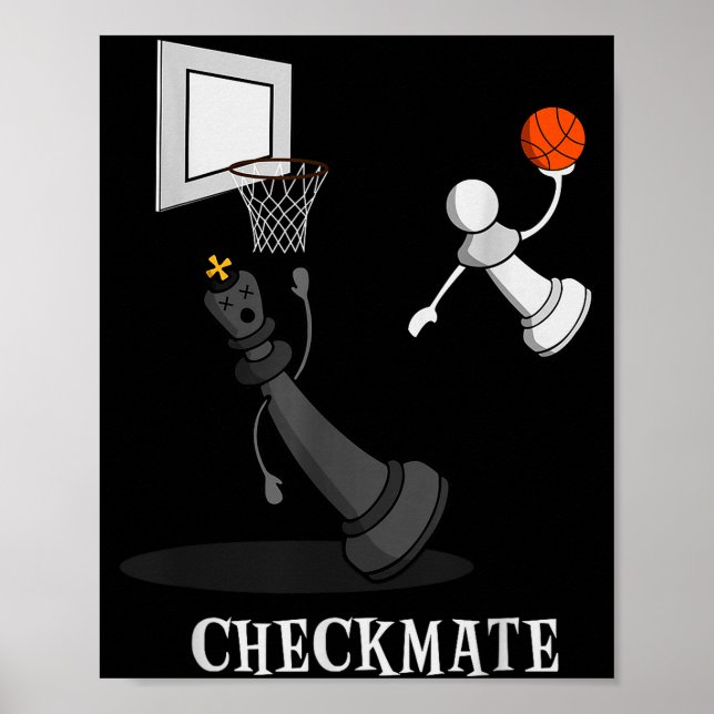 Poster Funny Checkmate Chess Basketball Game Board King P (Frente)