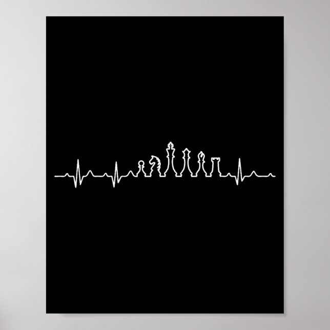 Poster Funny Chess Heartbeat Checkers Board Game Tourname (Frente)