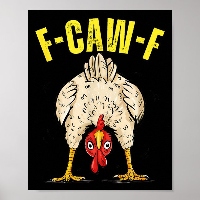 Poster Funny Chicken Butt F-caw-f Rooster Country Farm He (Frente)