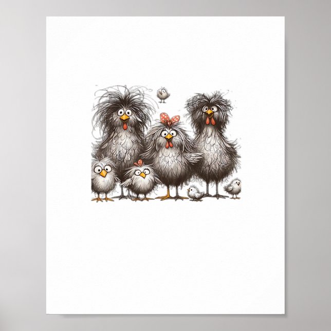 Poster Funny Chicken Classic Retro Style (Frente)