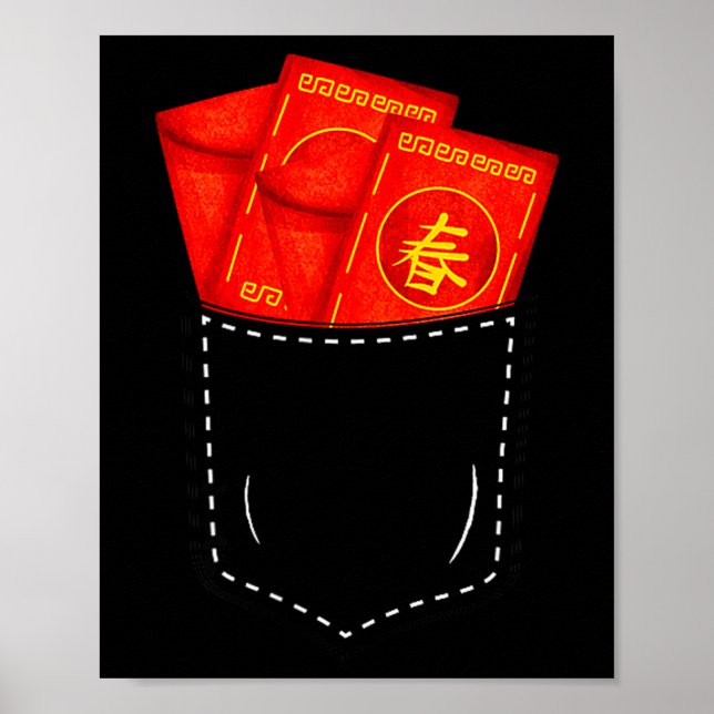 Poster Funny Chinese New Year Fake Cket Red Envelopes Luc (Frente)