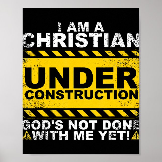 Poster Funny Christian Sob Construção Presente Católico M (Frente)
