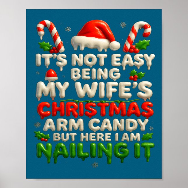 Poster Funny Christmas Arm Candy Husband Holiday Couple H (Frente)