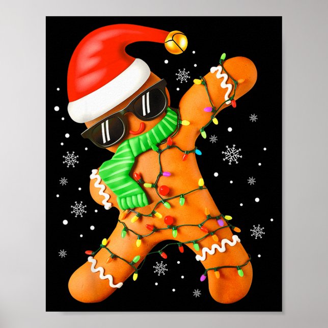 Poster Funny Christmas Boys Kids Dabbing Gingerbread Xmas (Frente)