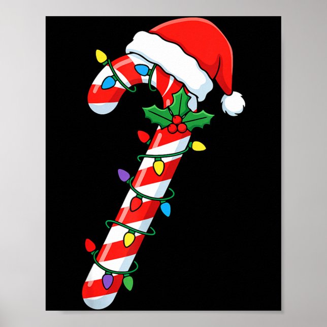 Poster Funny Christmas Candy Canes Santa Xmas Kids Men Wo (Frente)