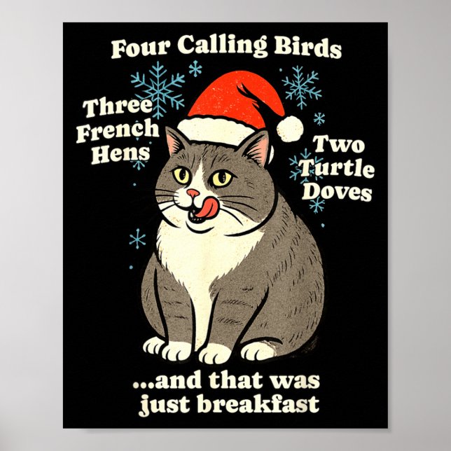 Poster Funny Christmas Cat Meme Caroling Holiday Santa Ha (Frente)